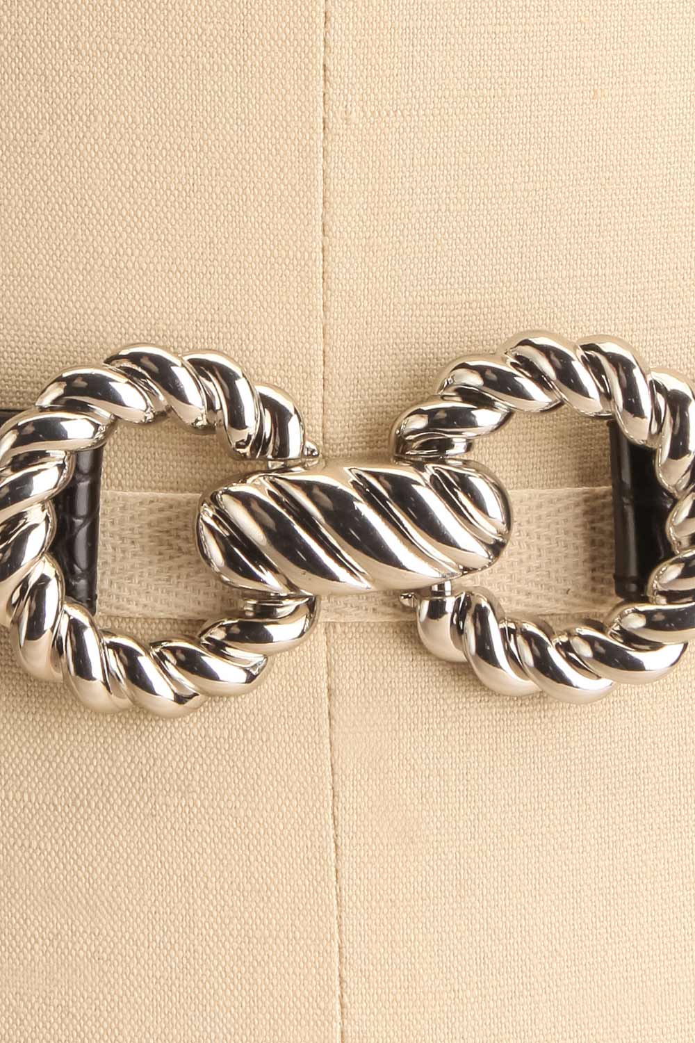 Barnet Silver Wide Elastic Belt w/ Buckle | La petite garçonne close-up