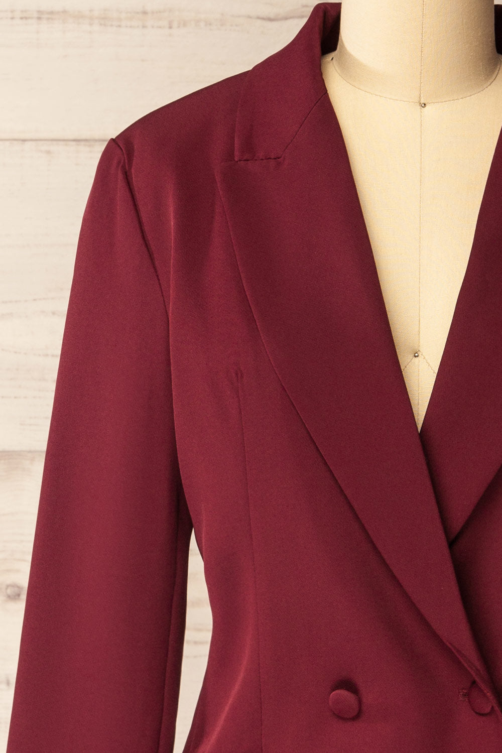 Barrameda Burgundy Double-Breasted Blazer Dress | La petite garçonne front