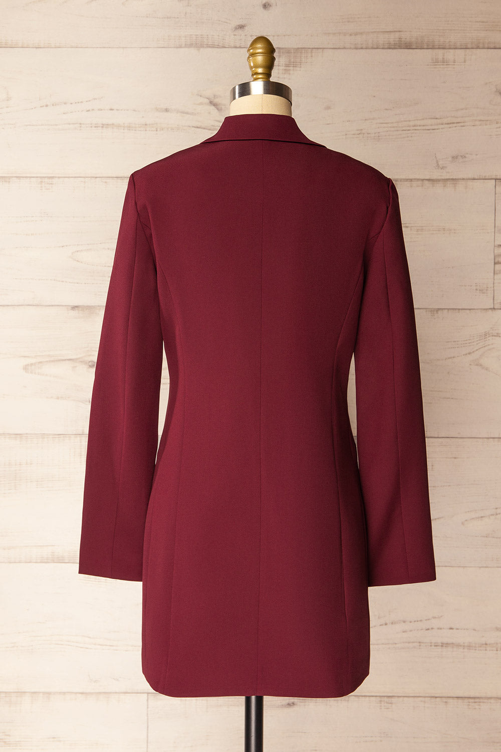 Barrameda Burgundy Double-Breasted Blazer Dress | La petite garçonne back view