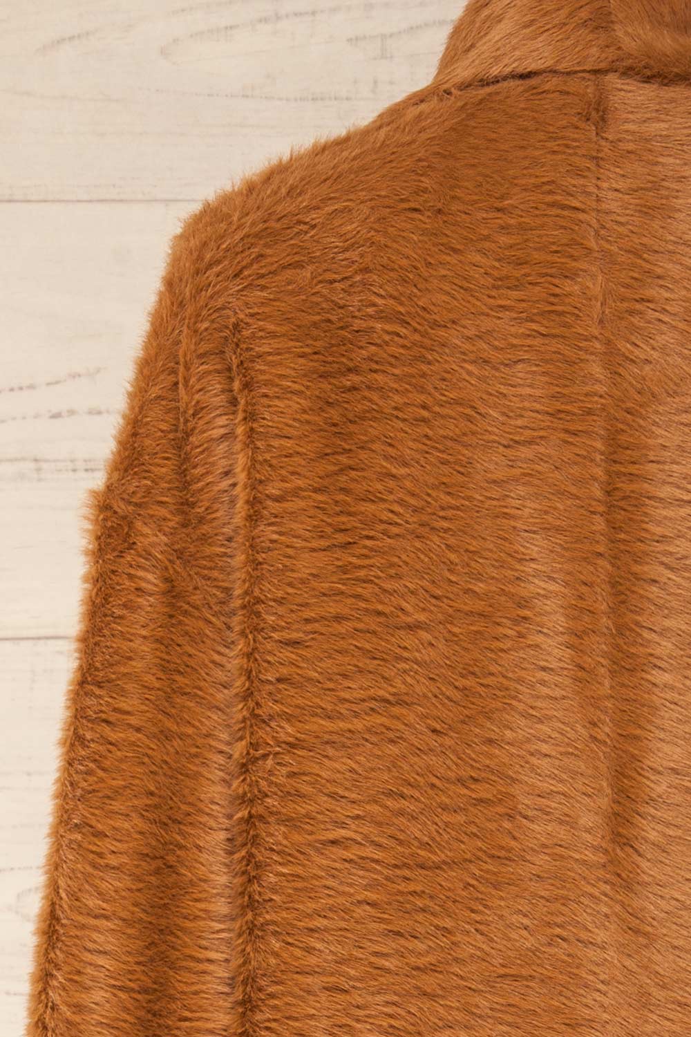 Bartin Brown Open-Front Faux Fur Coat | La petite garçonne back