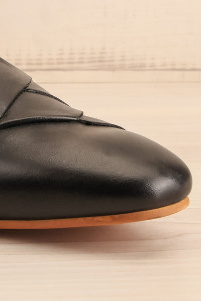 Baru Black Leather Loafers | La petite garçonne front close-up