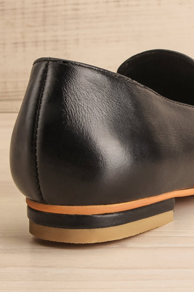 Baru Black Leather Loafers | La petite garçonne back close-up