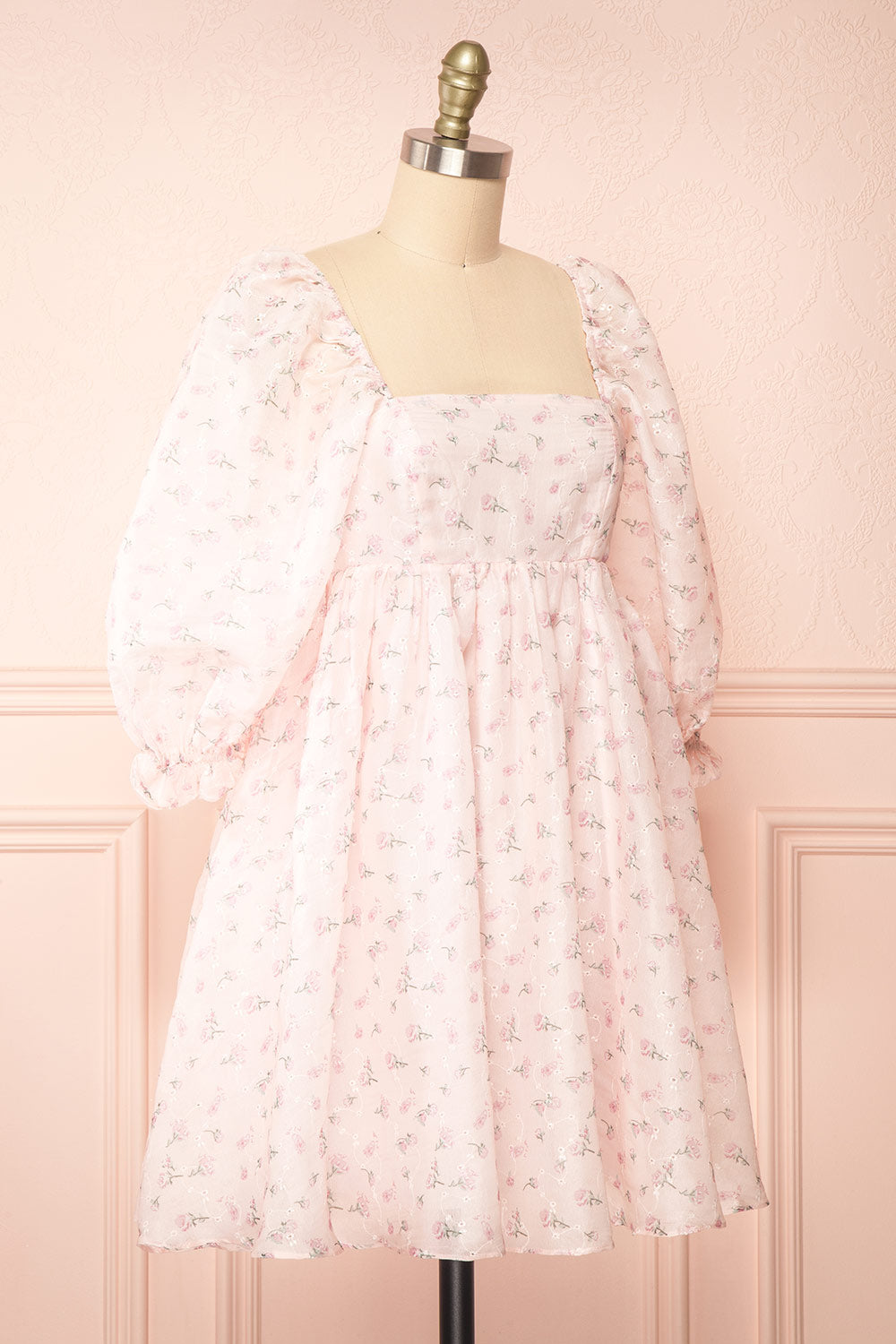 Basia Short Floral Open Babydoll Dress | Boutique 1861 side view