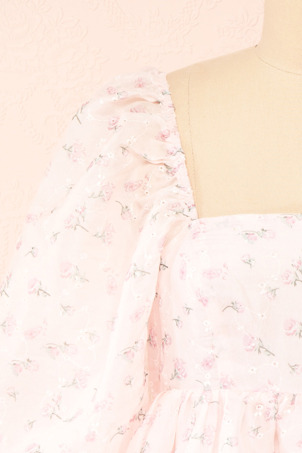 Basia Short Floral Open Babydoll Dress | Boutique 1861 front close-up