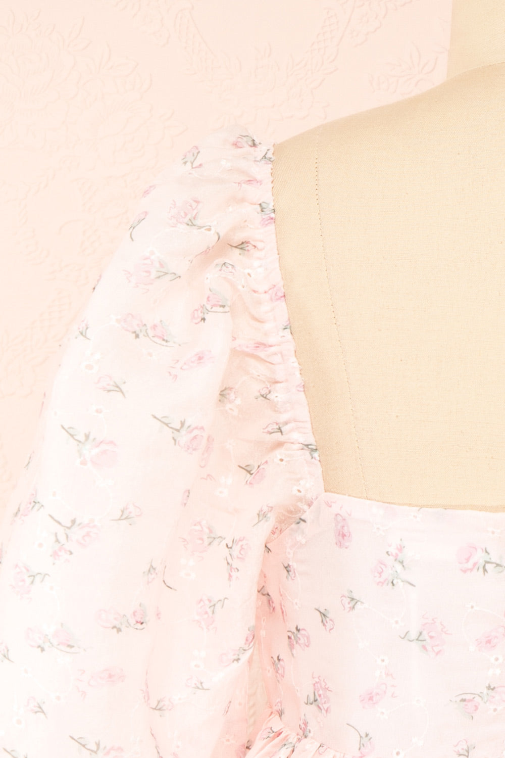 Basia Short Floral Open Babydoll Dress | Boutique 1861 back close-up