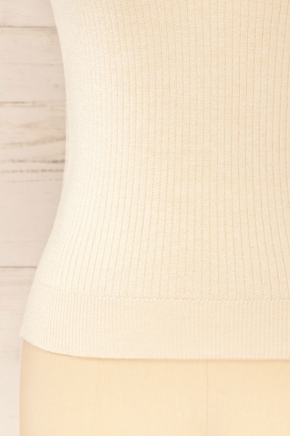 Basrah Beige Knitted V-Neck Top | La petite garçonne bottom