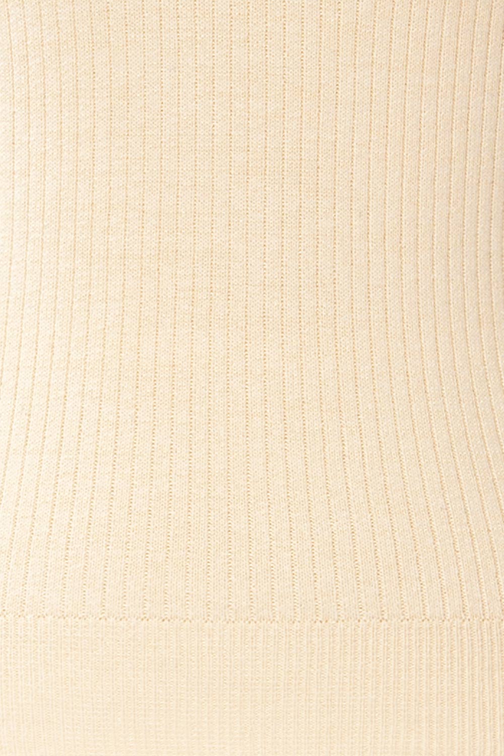 Basrah Beige Knitted V-Neck Top | La petite garçonne fabric