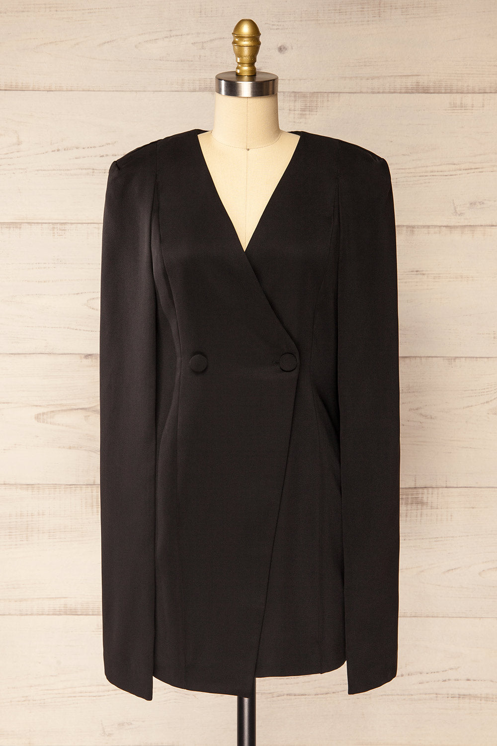 Baumeles Black Cape Blazer Dress | La petite garçonne front view