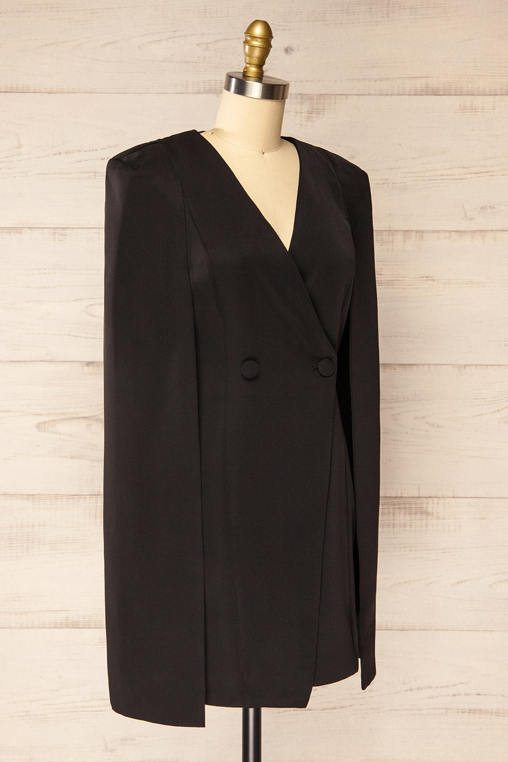 Baumeles Black Cape Blazer Dress | La petite garçonne side view
