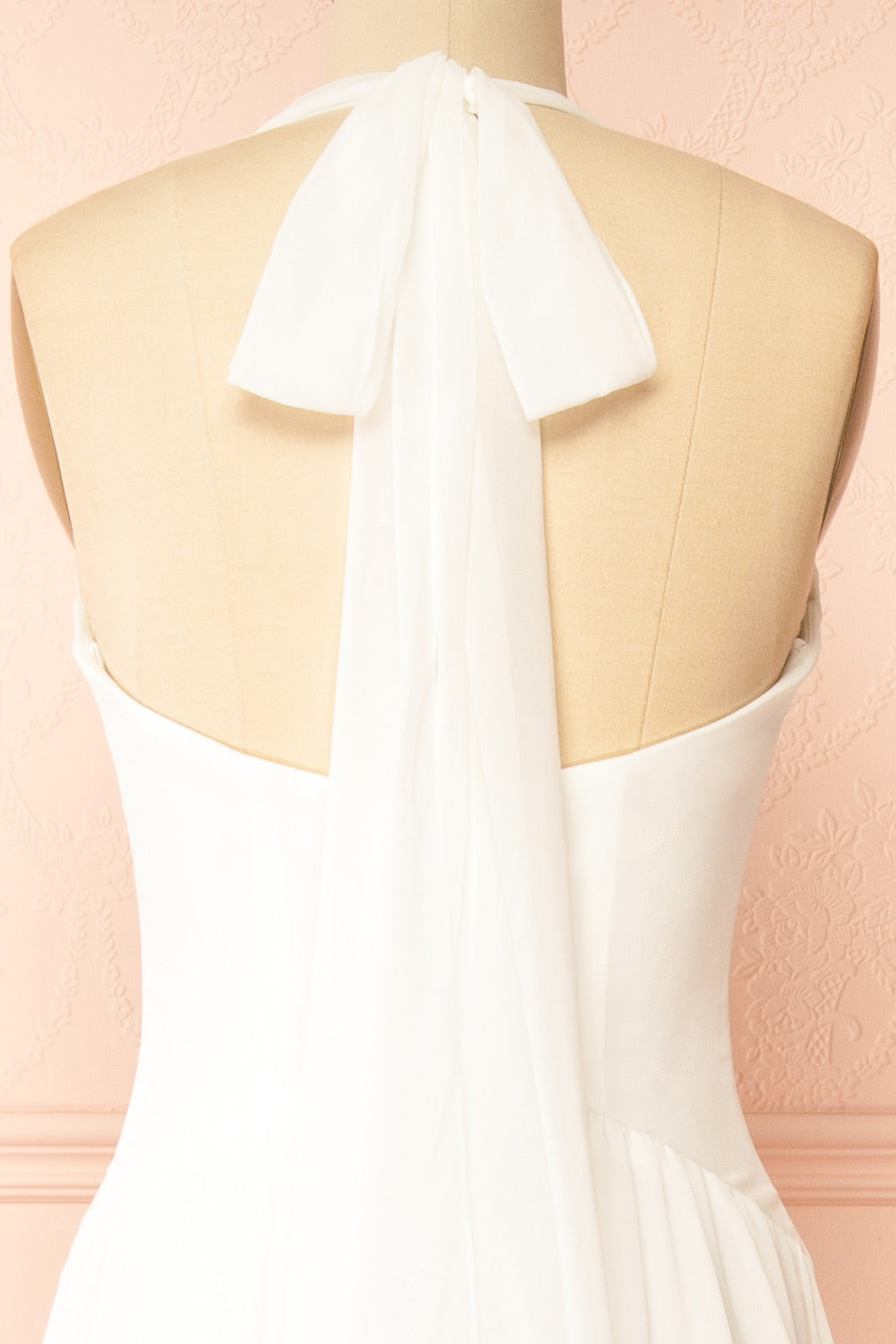 Bayley Chiffon Halter Neck White Maxi Dress | Boudoir 1861 back