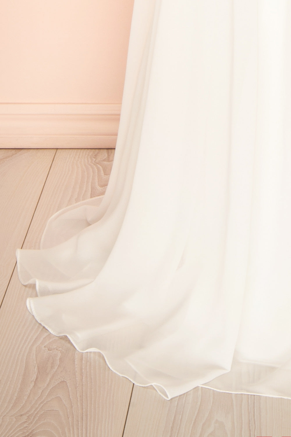 Bayley Chiffon Halter Neck White Maxi Dress | Boudoir 1861 bottom