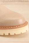 Beatrisse Beige Faux-Leather Loafers | La petite garçonne front close-up