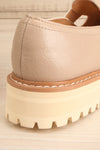 Beatrisse Beige Faux-Leather Loafers | La petite garçonne back close-up