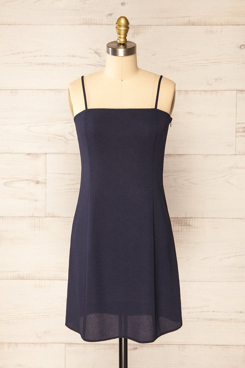 Beaucaire Navy Short Dress w/ Thin Straps | La petite garçonne front view