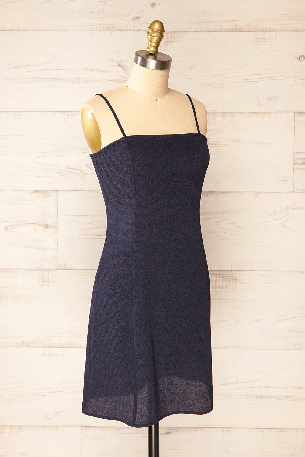 Beaucaire Navy Short Dress w/ Thin Straps | La petite garçonne side view