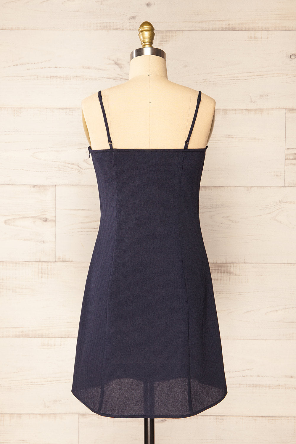 Beaucaire Navy Short Dress w/ Thin Straps | La petite garçonne back view