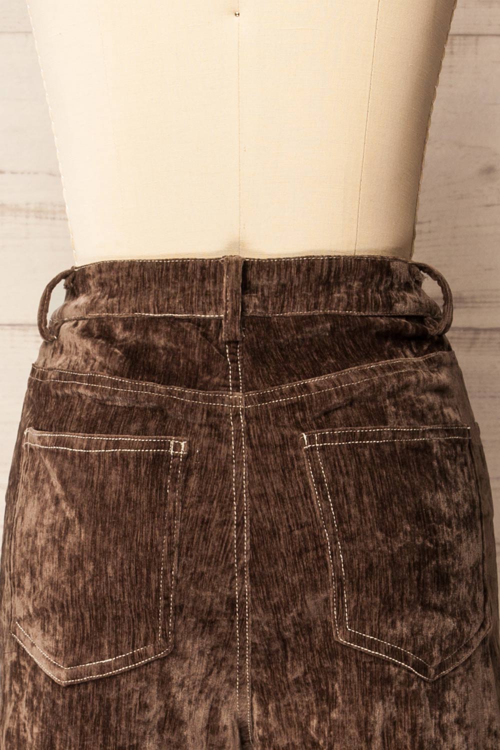 Beawar | Pantalon en Velours Brun à Taille Haute