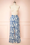 Beckham Ivory & Blue High-Waisted Patterned Pants | Boutique 1861 side view