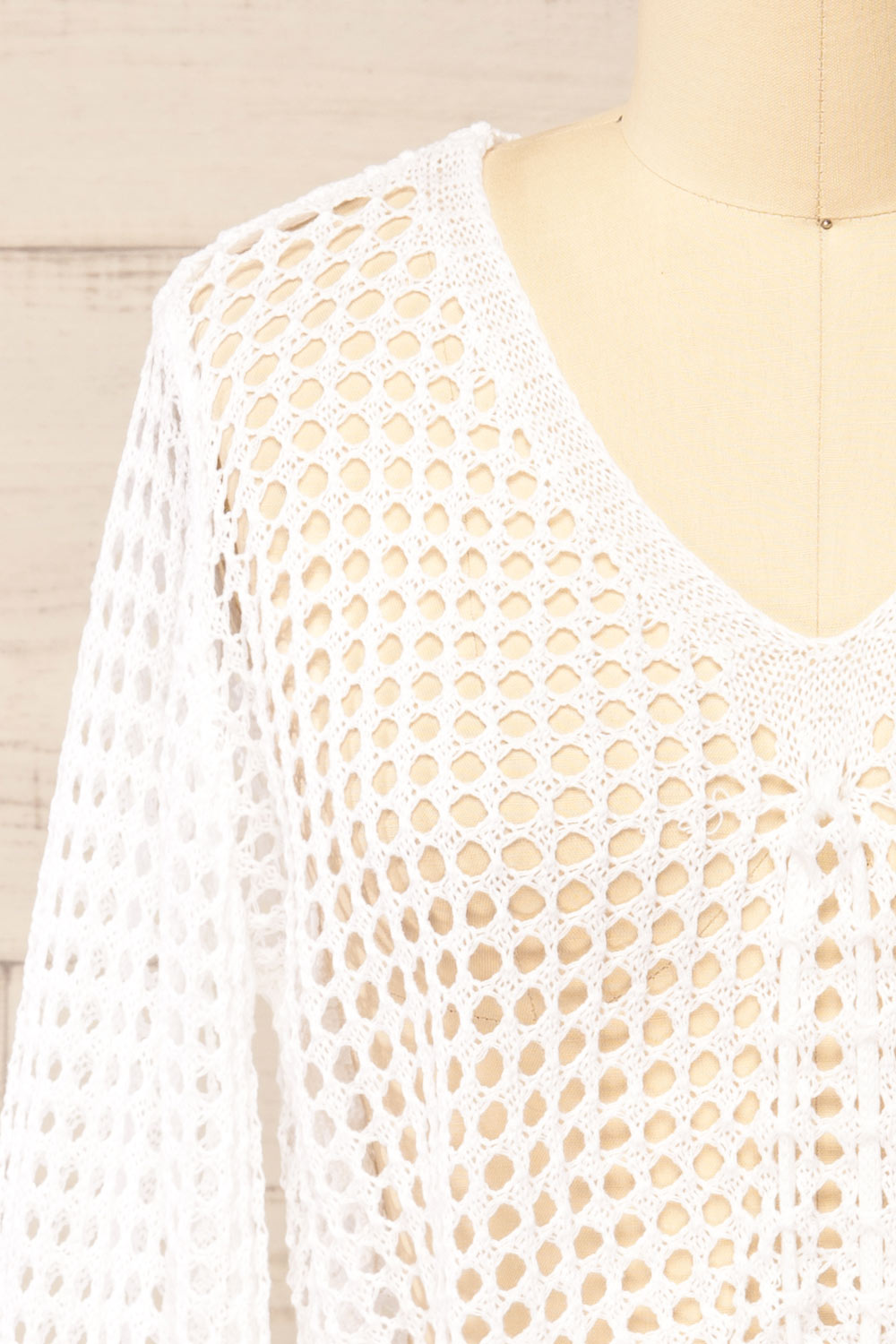 Becky White Crochet Top w/ Drawstrings | La petite garçonne front