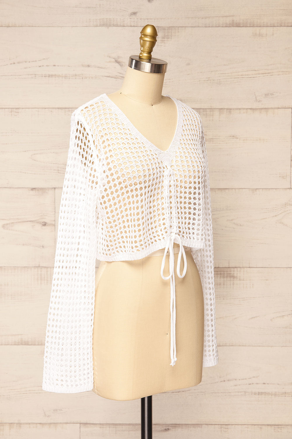 Becky White Crochet Top w/ Drawstrings | La petite garçonne side view