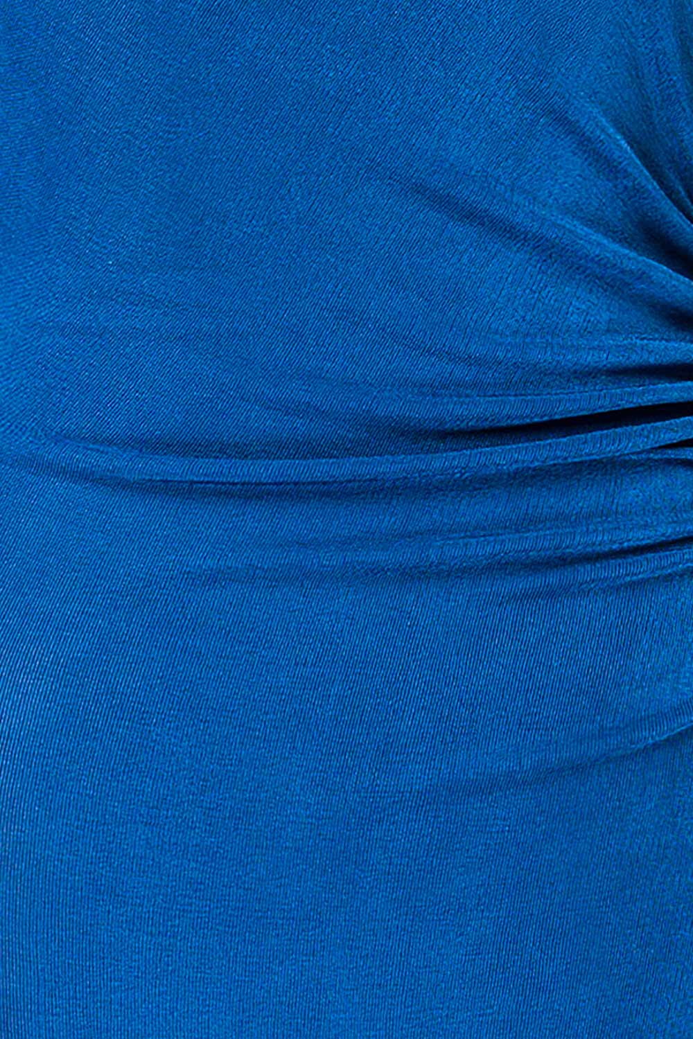 Belleville Sleeveless Ruched Maxi Blue Dress | La petite garçonne fabric