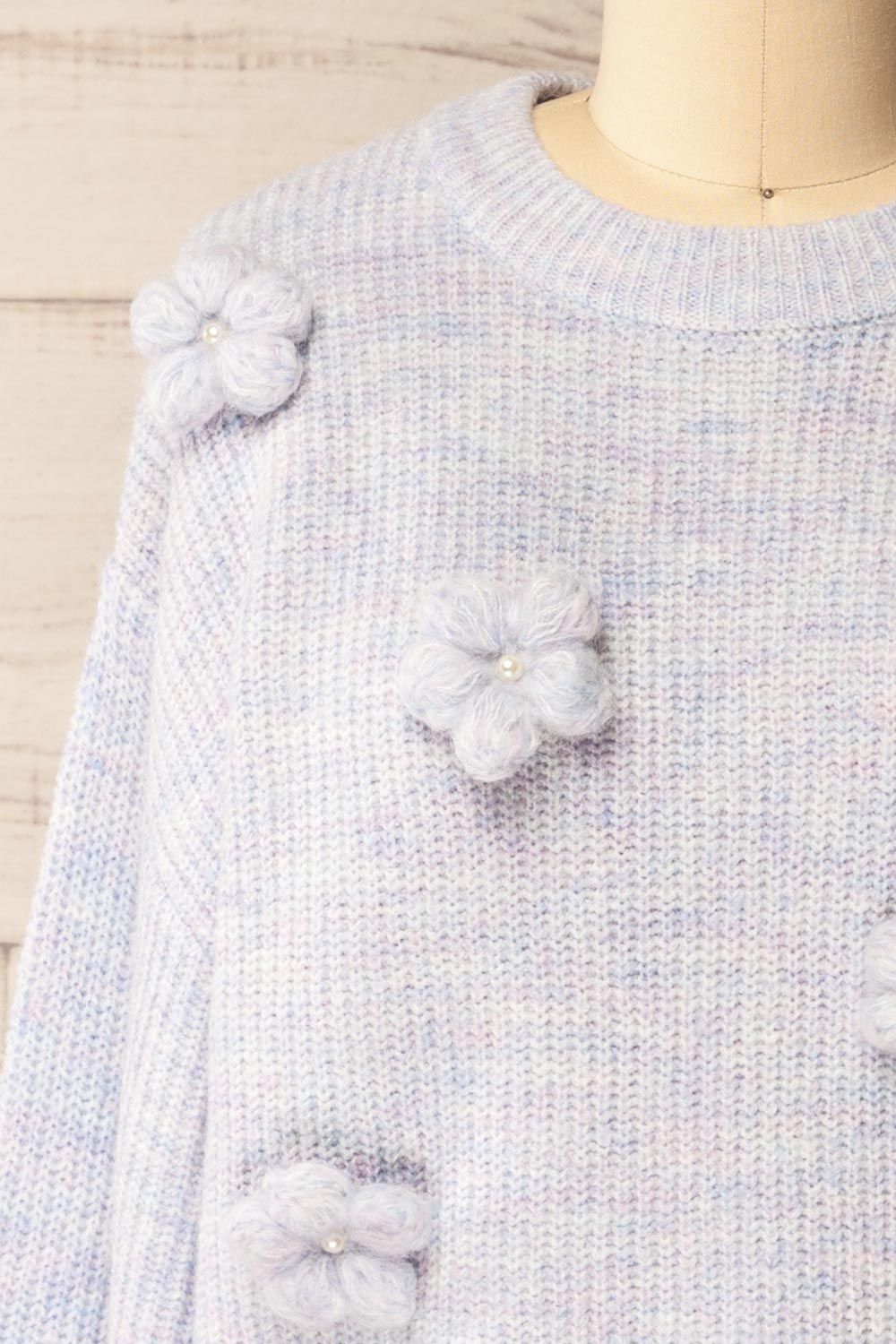 Belluno Lavender 3D Floral Sweater | La petite garçonne front