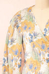 Belova Short Floral Jacquard Wrap Dress | Boutique 1861  front close-up