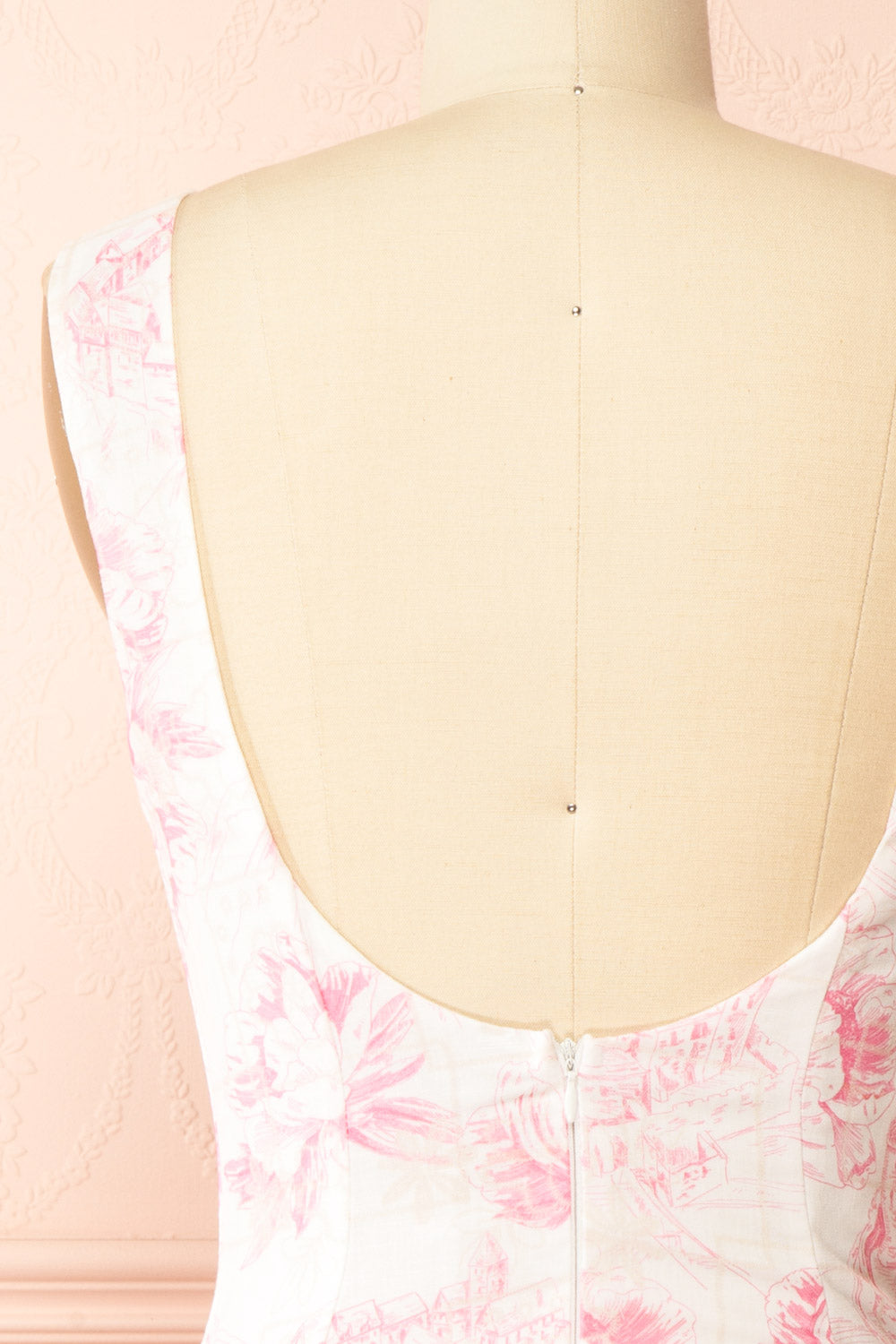 Berbis Basque Waist Dress with Pink Print | Boutique 1861 back