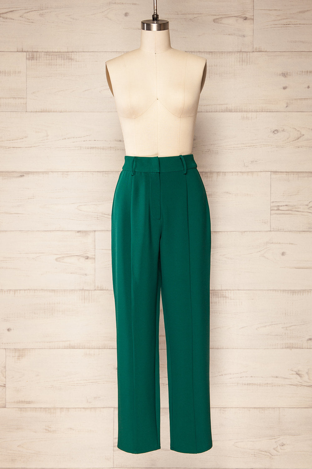 Bergonce High-Waisted Emerald Pants | La petite garçonne front view