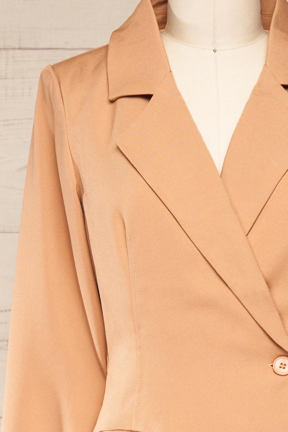 Besancon Beige Blazer Romper | La petite garçonne front close-up