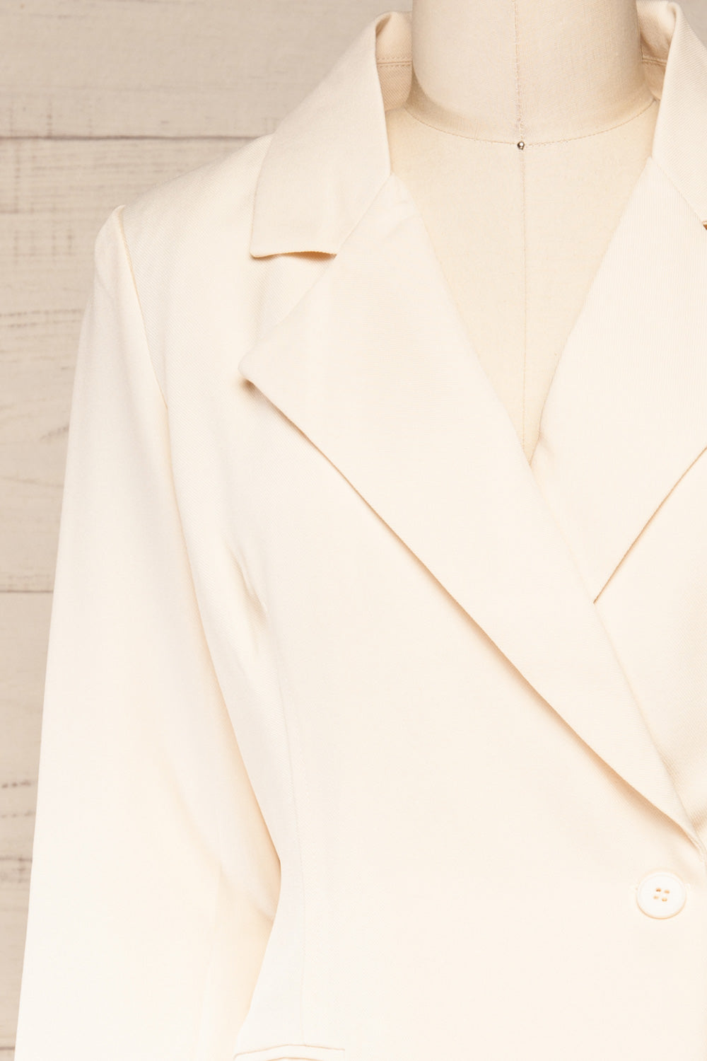 Besancon Ivory Blazer Romper | La petite garçonne front close-up