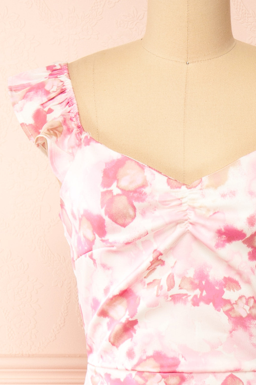 Bessie Pink Patterned Maxi Dress | Boutique 1861 front