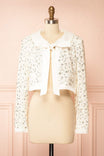 front view of Bethiele Ivory Open-Front Blazer with Sequins at Boudoir 1861