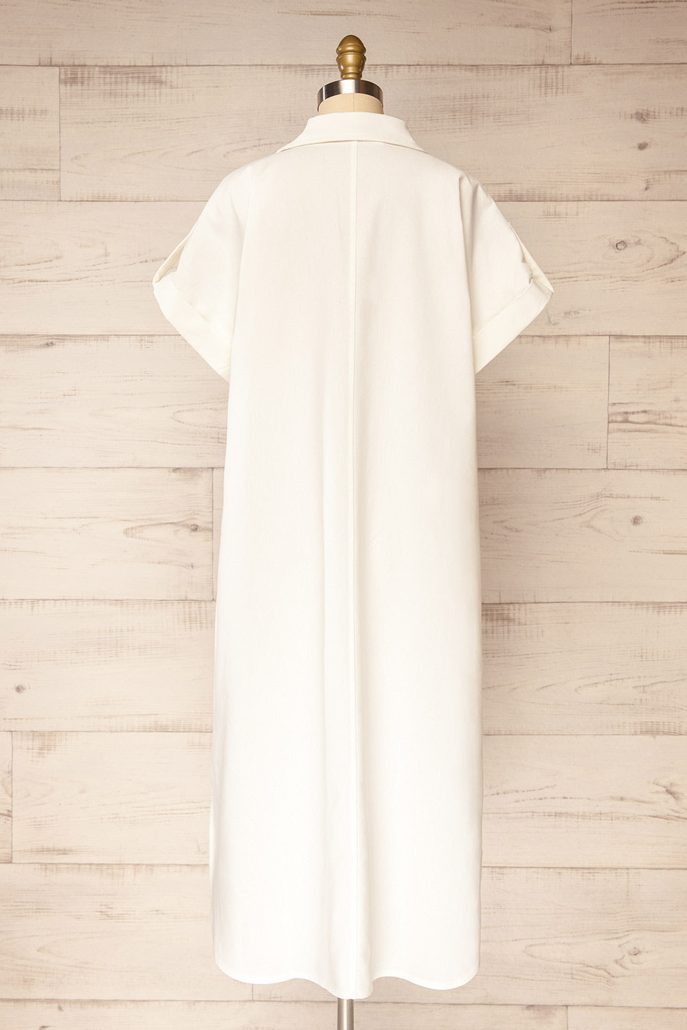 Betrice Ivory Oversized Button-Up Linen Dress | La petite garçonne back view