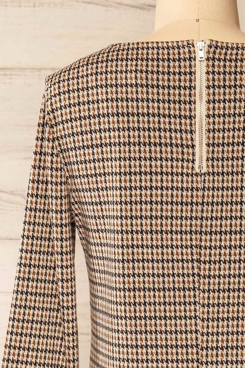 Bezaha Short Houndstooth Dress w/ 3/4 Sleeves | La petite garçonne back close-up