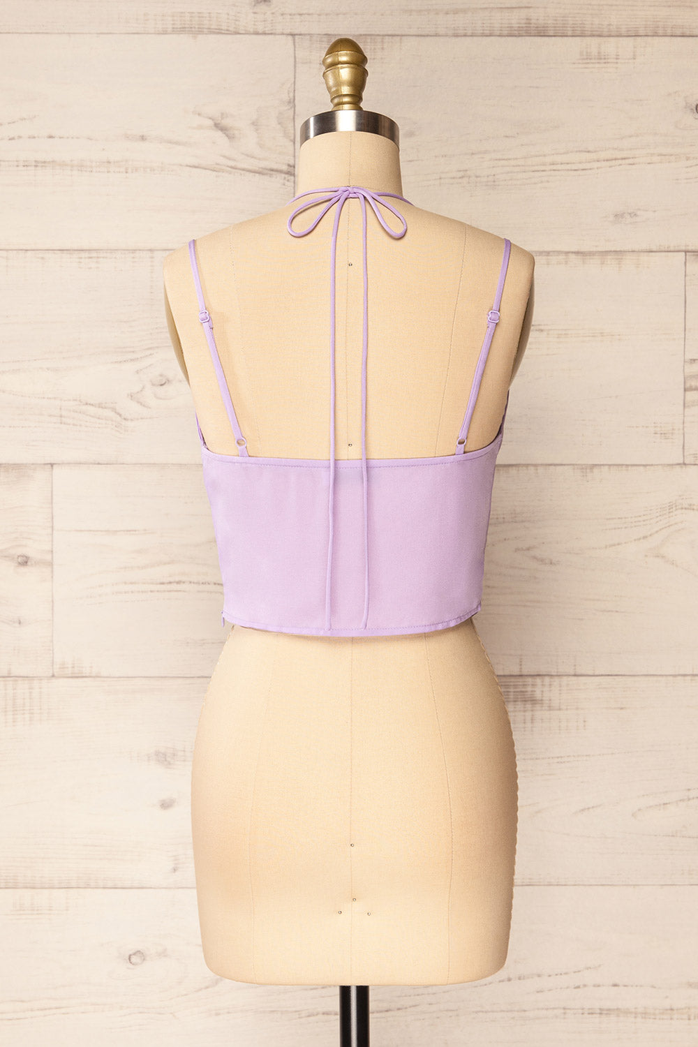 Beziers Lavender Cowl Neck Cropped Satin Top | La petite garçonne back view