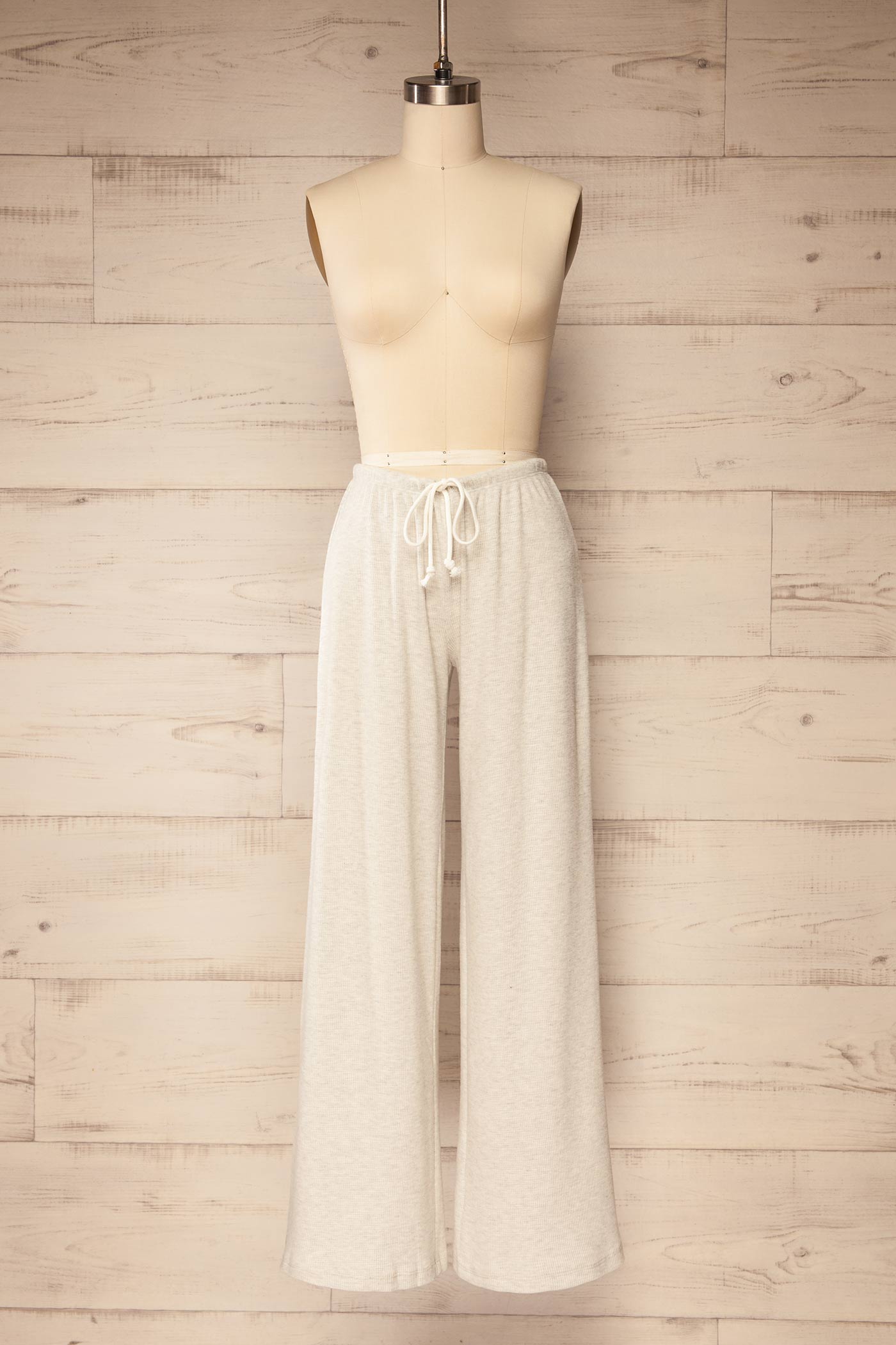 Bhandara Grey Thermal Wide Leg Pants | La petite garçonne front
