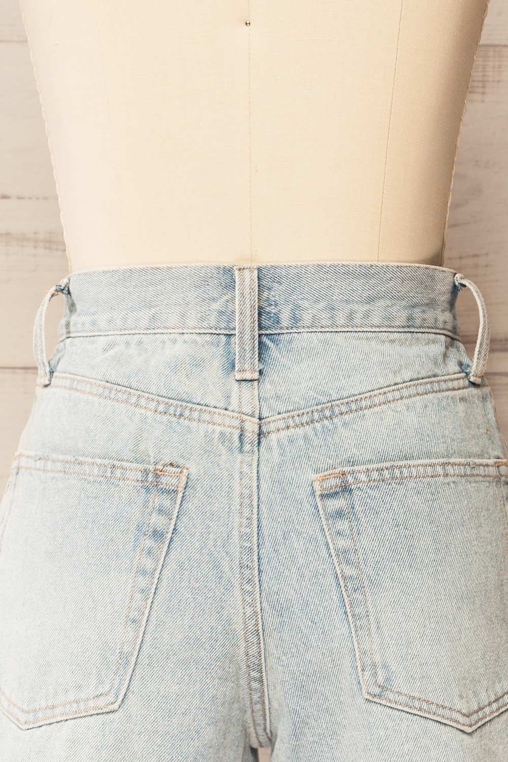 Bhopal High-Waisted Blue Denim Shorts | La petite garçonne back