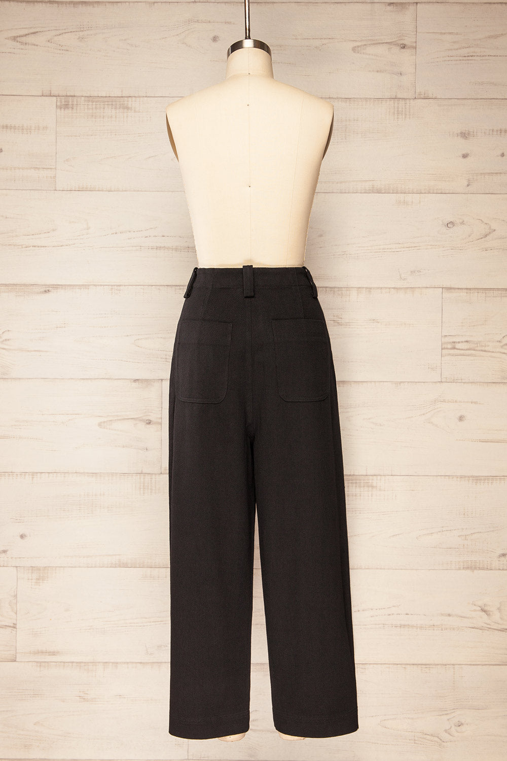 Bibury Black Wide Denim Leg Pants | La petite garçonne back view