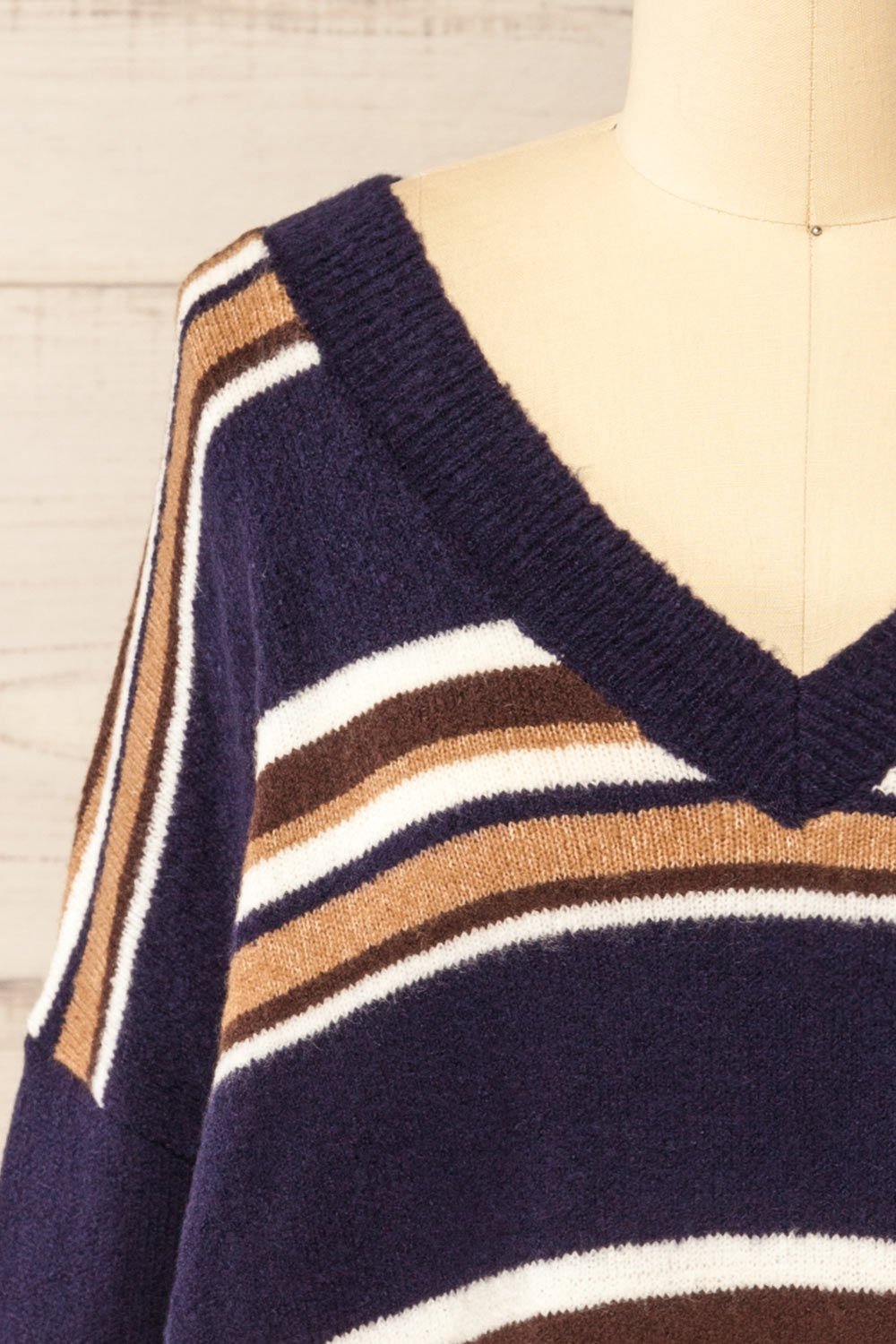 Birethanti Striped and V-Neck Sweater | La petite garçonne front