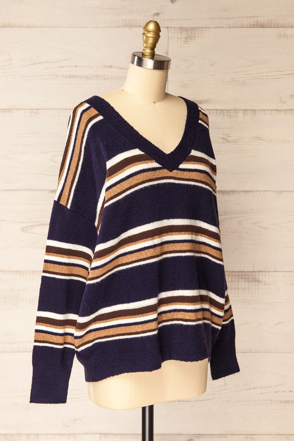 Birethanti Striped and V-Neck Sweater | La petite garçonne side view