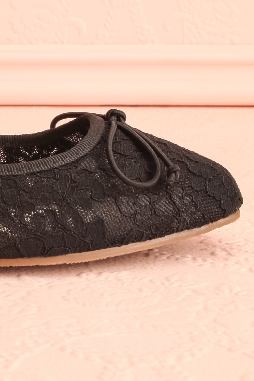 Bisbee Black Lace Ballet Flats | Boutique 1861 side front close-up
