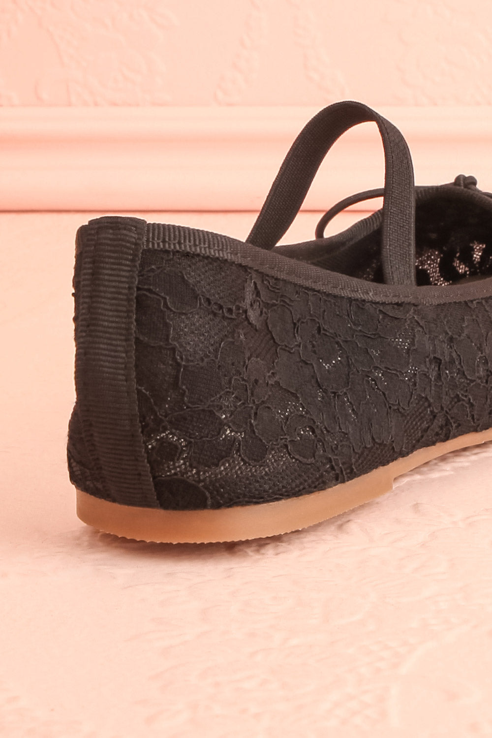 Bisbee Black Lace Ballet Flats | Boutique 1861 back close-up