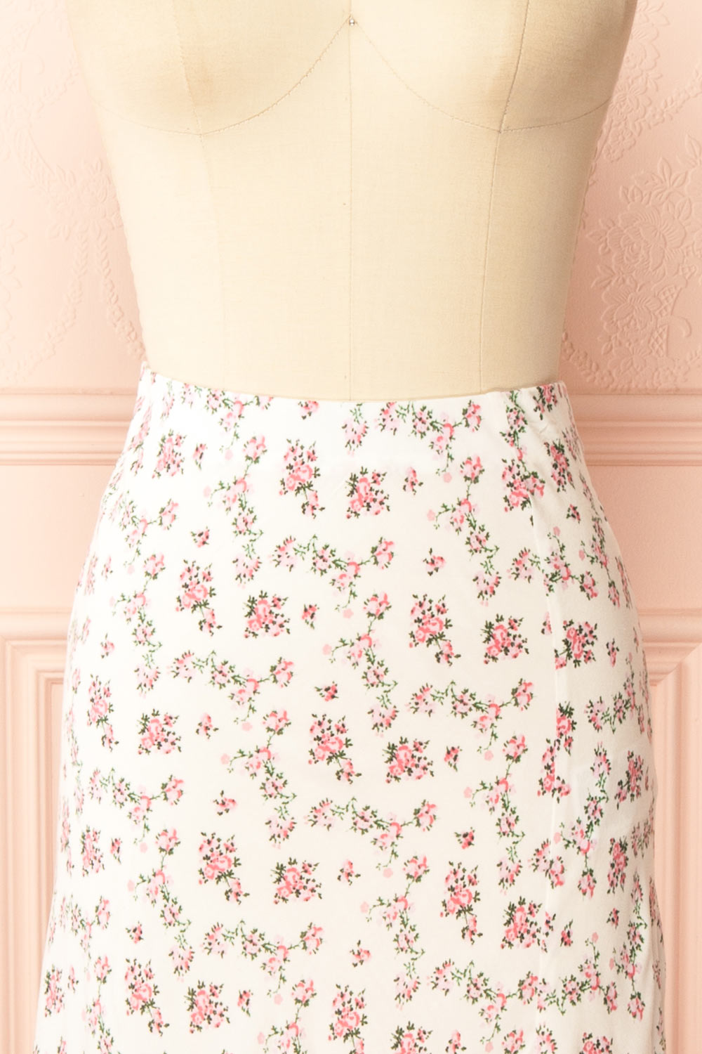 Bithia Pink Long White Skirt with Floral Pattern | Boutique 1861 front