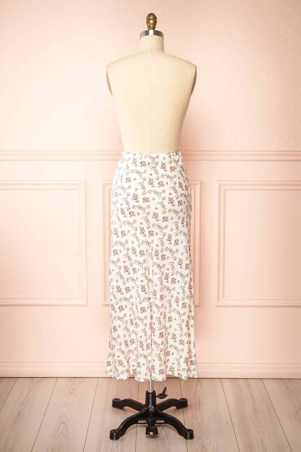 Bithia Pink Long White Skirt with Floral Pattern | Boutique 1861 back view