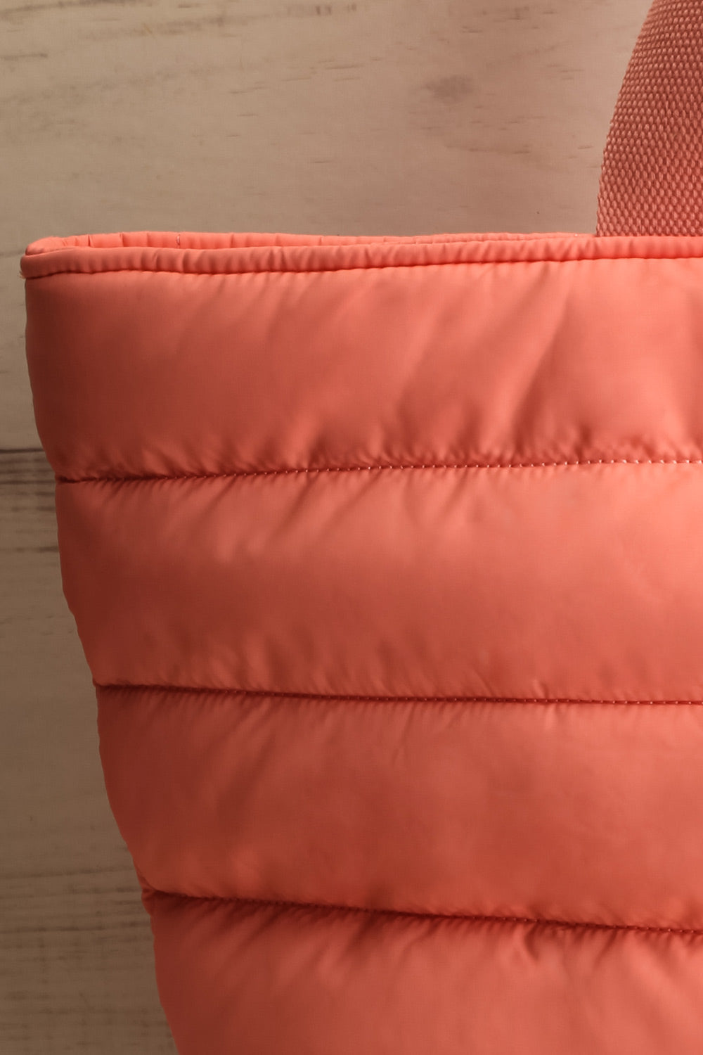 Blackpool Coral Quilted Tote Bag | La petite garçonne front close-up