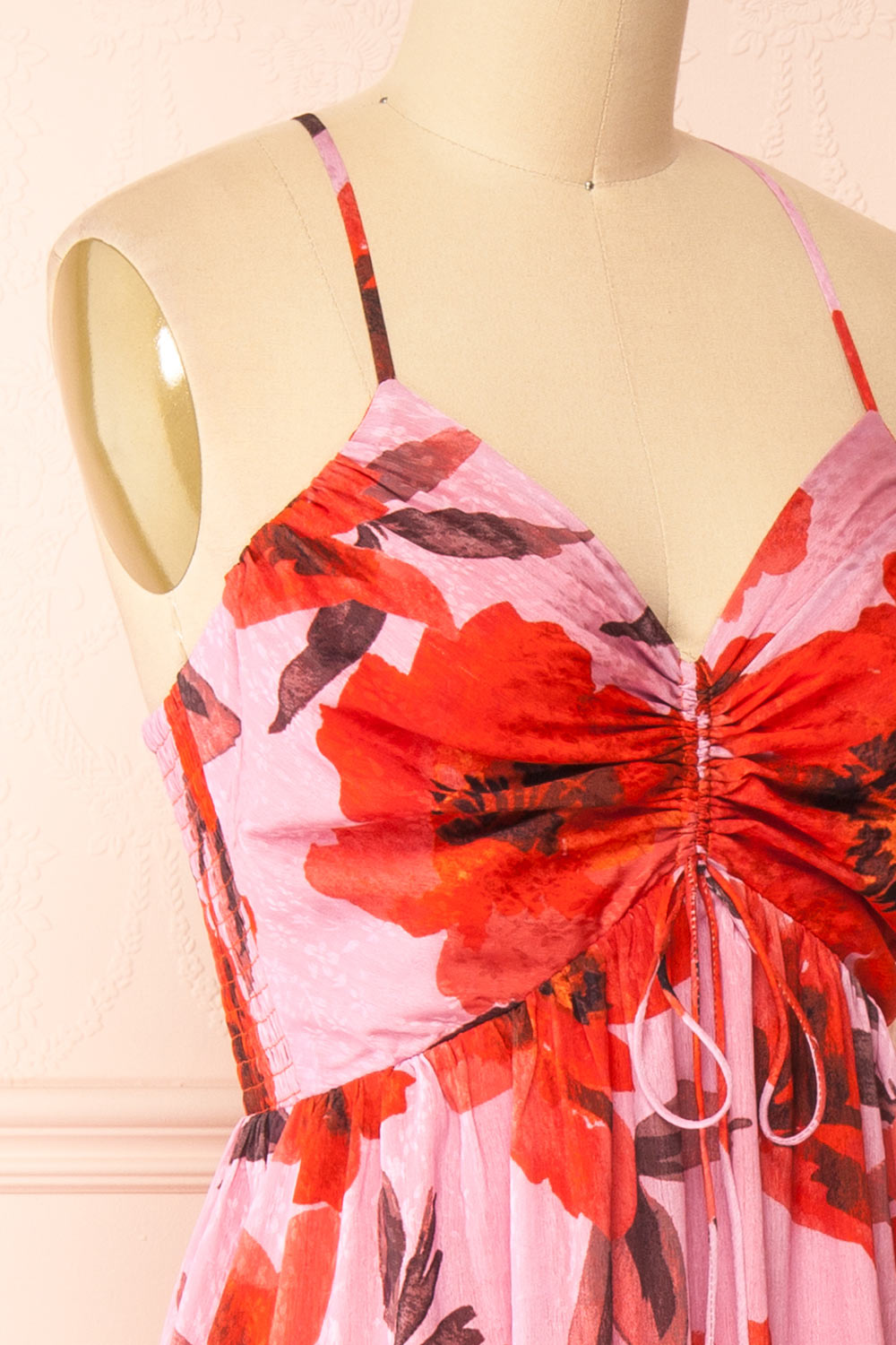 Bloomia Pink Floral A-Line Midi Dress | Boutique 1861 side