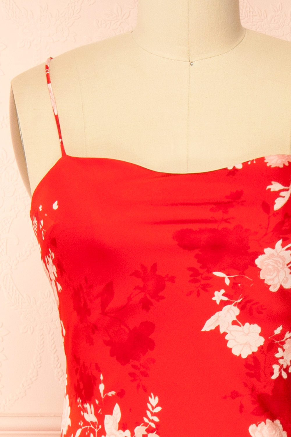 Bobbi Red Floral Fitted Midi Dress | Boutique 1861 front