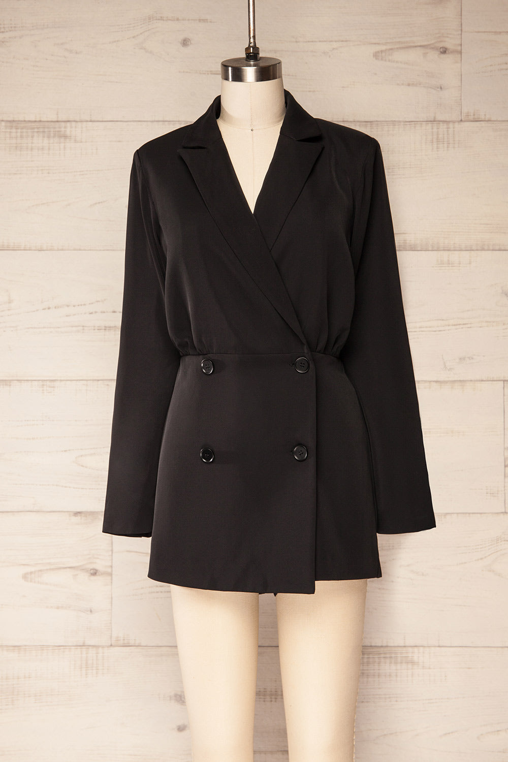 Bobigny Black Blazer Romper | La petite garçonne front view