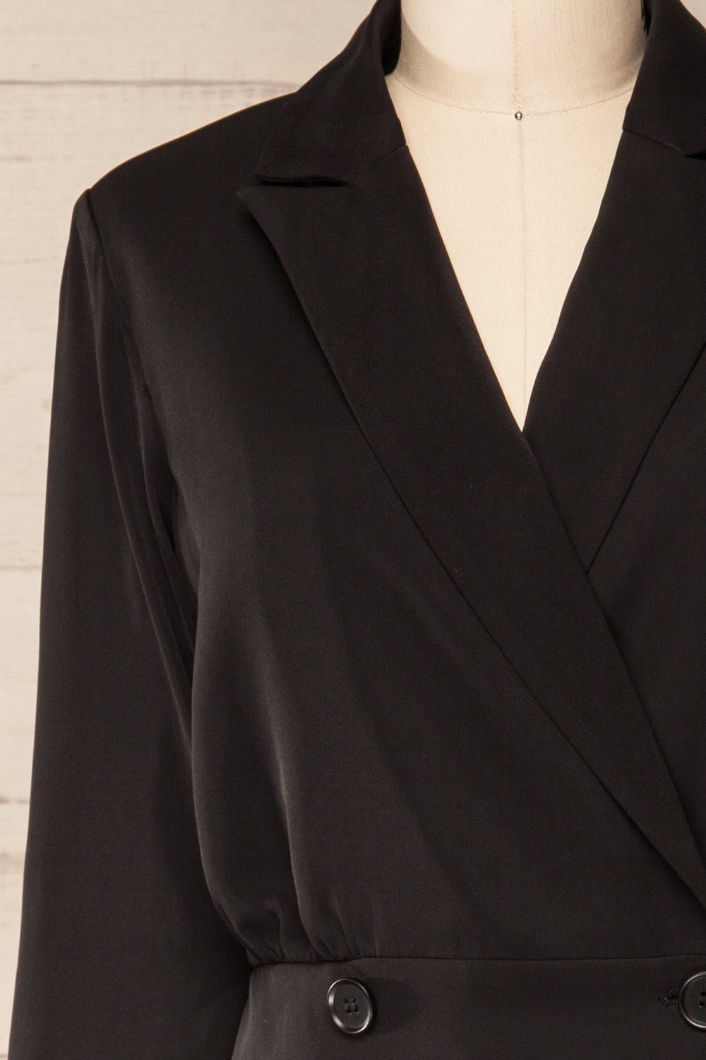 Bobigny Black Blazer Romper | La petite garçonne front close-up